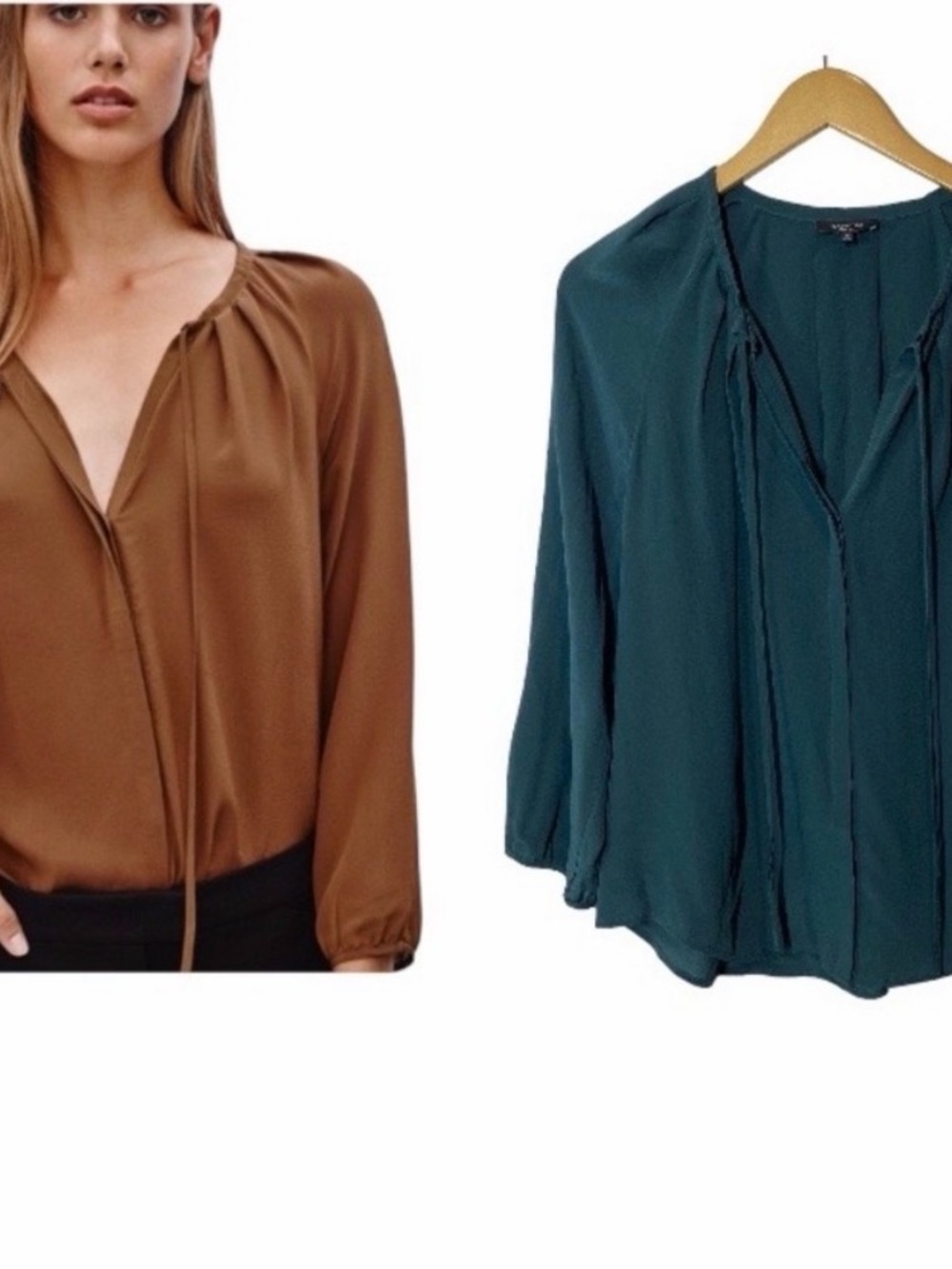 BABATON Aritzia Corban Silk Blouse size medium in emerald green